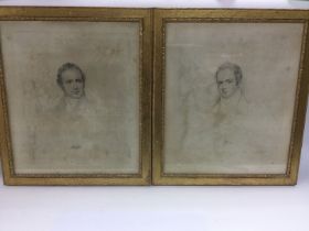 A pair of gilt framed portraits of Victorian gentl