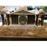 A Victorian pink marble clock set of classical for