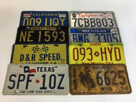 A collection of American number plates and associa