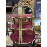 A pair of matching Victorian gilt and mirrored corner stands. Each. 80cm x 28cm .