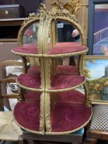 A pair of matching Victorian gilt and mirrored corner stands. Each. 80cm x 28cm .