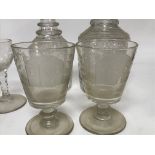 A Collection of glass ware comprising a pair of en