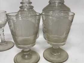 A Collection of glass ware comprising a pair of en
