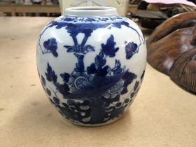 A Chinese blue and white ginger jar and cover and