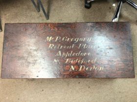 Victorian oak trunk, personalised. Dimensions appr