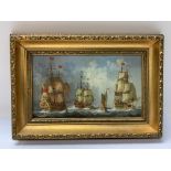 A small naval subject gilt framed oil on board. 32