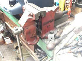 A British made bench adjustable vice. British made