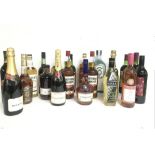 A collection of wines and spirits including Bombay