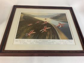 A framed RAF red arrows Lancaster salute signed pi