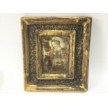 An antique icon with a gilded frame, approx 15cm x