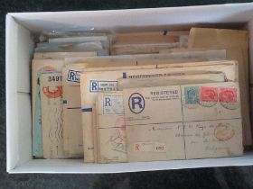 Shoe box (3 quarters full) of GB postal stationery