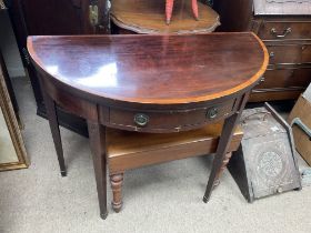 A George III Demi Lune card table. ( D). The