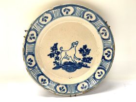 A 19thC pottery Slip glaze bowl. 25cm Dimeter. (A)