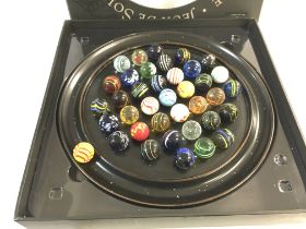 Models solitaire Di Venezia game with hand blown marbles and wooden board. Postage C.