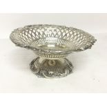 A Sterling silver dish with pierced decoration and