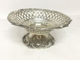 A Sterling silver dish with pierced decoration and