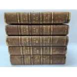 5 leather and board bound Volumes titled Statutes