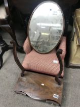 An Edwardian child's chair and a Georgian mahogany toilet mirror