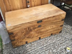 A campaign type Camphor wood rectangular trunk wit