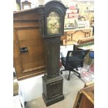 An Oak Grandmother clock with a brass dial, 160cm