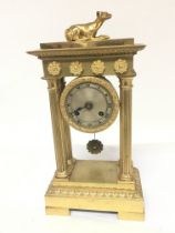 A Quality French four pillar brass clock second Em