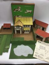A vintage 'Longacre Farm' playset with farm animal