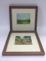 Two small framed watercolours signed S Wood, appro