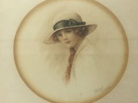 Two framed circa 1920 watercolour portraits of you