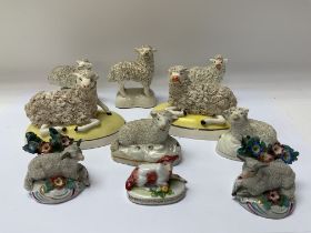 A collection of Staffordshire sheep figures (10) C