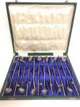 Cased Chinese silver straw spoons