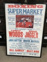 A 1936 framed, A2 size boxing poster. Tommy Woods