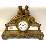 A French Gilt metal and Glass mantle clock, marked