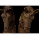 2 Cast Iron Horse busts. 45cm