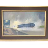 A Vic Ellis oil on canvas of an oil tanker, approx