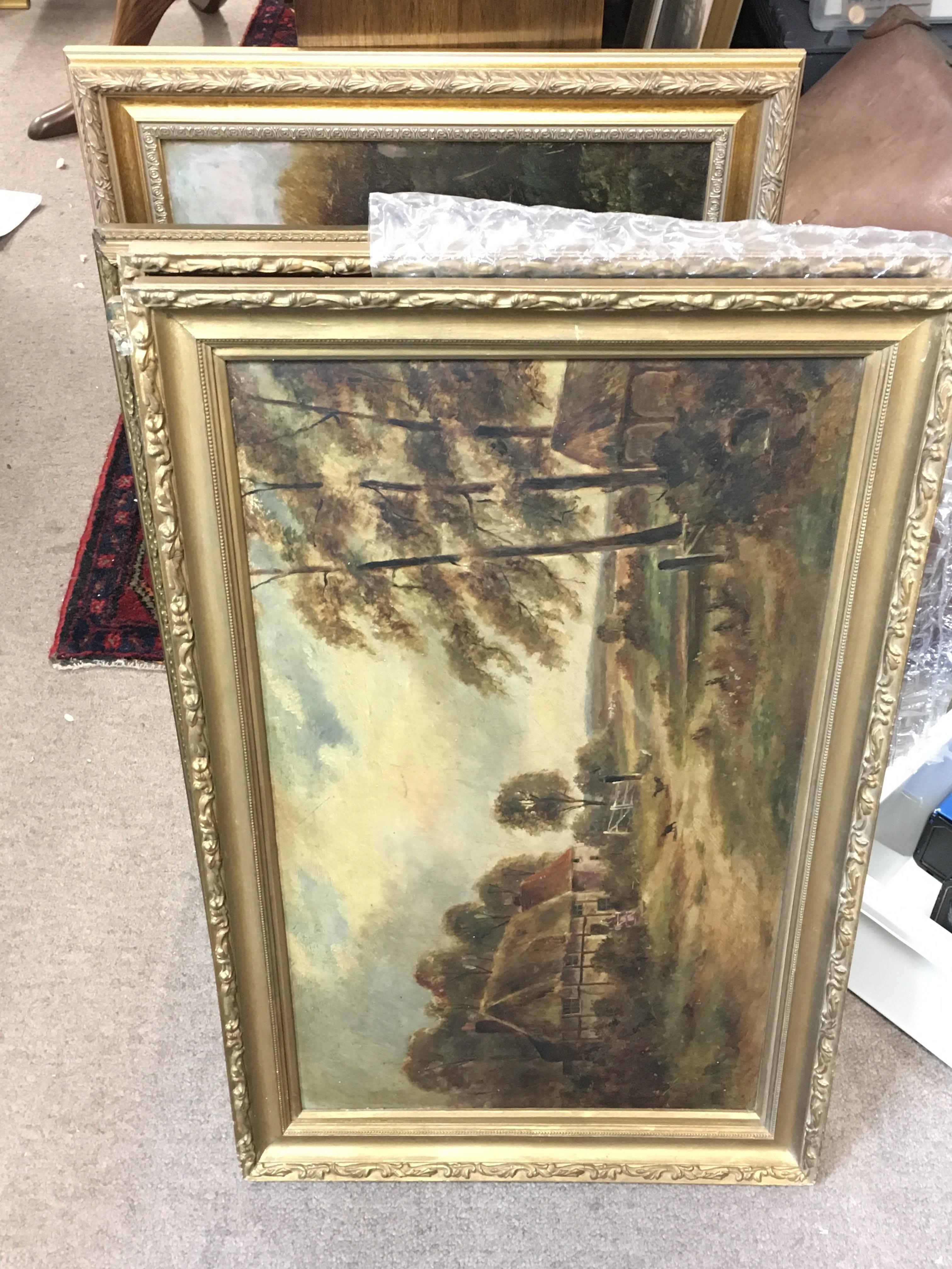 A collection of late 19th century oil paintings wi