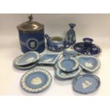 A collection of mainly Wedgwood jasperware items. Shipping category D.