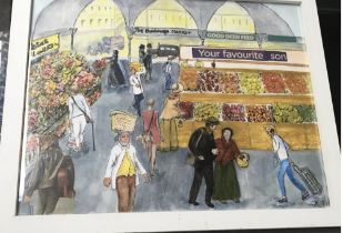 Art work using mixed media showing borough market