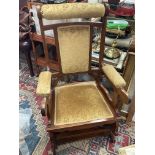 Oak Rocking chair with yellow floral patterned uph