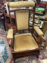 Oak Rocking chair with yellow floral patterned uph