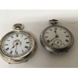 Two Swiss silver fob watches button wind not seen