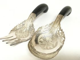 Middle eastern Silver Salad servers, postage cat b