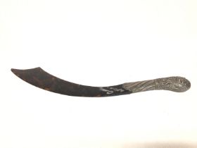 A letter opener with a silver hallmarked handle, m