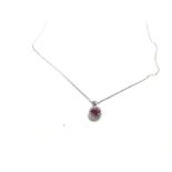 An 18ct white gold pendant set with pink Tourmalin