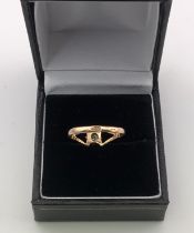A Russian 14ct yellow gold solitare ring, Size N. (A)