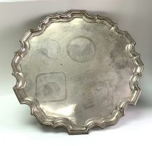 A large hallmarked silver footed gallery tray with