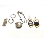 A collection of silver jewellery and other oddment