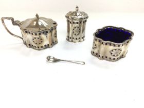 Silver condiment George III style 20th century Birmingham hallmarks and other oddments. Postage B
