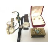 Three ladies gold watches and other vintage watche