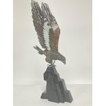 A Silver & Cloisonne bald eagle figure , 34cm tall