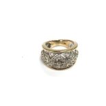 9ct diamond set dome ring. 8.8g and K 1/2 size